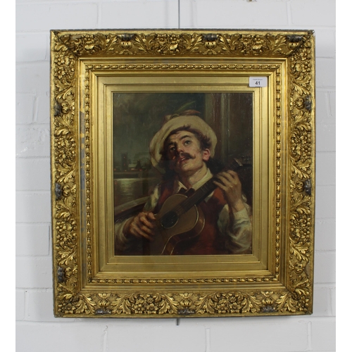 41 - ALLAN RAMSAY (SCOTTISH, 1852-1912) 19th century oil on canvas of a Guitar Player, signed and dated 8... 
