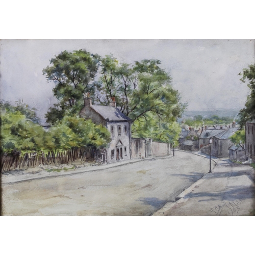 43 - ROBERT PURVES BELL A.R.S.A (1841 - 1931) watercolour on paper of an Edwardian street, signed and dat... 