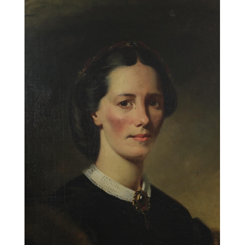 45 - Head and shoulders portrait of a 19th century Woman, oiliograph, framed, 43 x 52cm