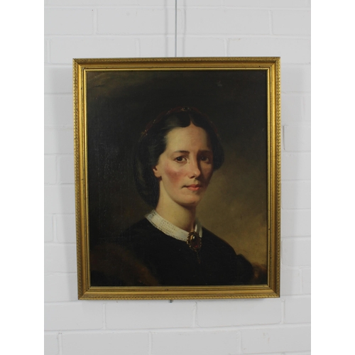 45 - Head and shoulders portrait of a 19th century Woman, oiliograph, framed, 43 x 52cm
