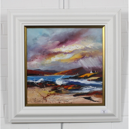 5 - DRONMA (SCOTTISH b. 1947), CROFT AT LOCHEND, oil on canvas, signed. framed under glass and labelled ... 