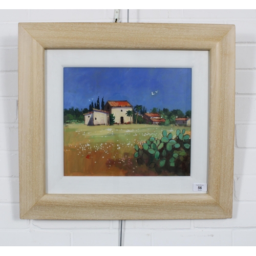 56 - JAMES ORR (SCOTTISH 1931 - 2019), FARMHOUSE NORTH MAJORCA, acrylic on board, signed, framed under gl... 