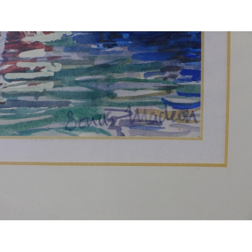 66 - SONAS MACLEAN, GAMRIE HARBOUR, watercolour, signed and framed, titled verso, 30 x 23cm