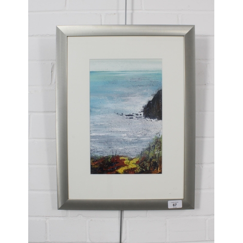 67 - HELEN FRYER (BRITISH), AUTUM MORNING AT DURLSTON, mixed media on paper, signed and framed under glas... 