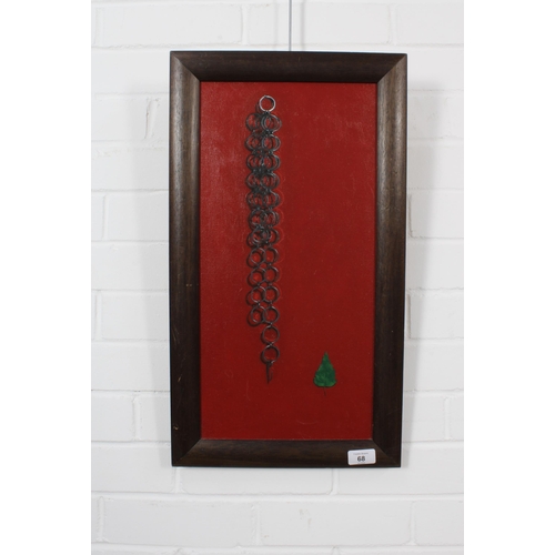 68 - OWEN CLAXTON (SCOTTISH), CHAIN AND LEAF, oil on canvas, signed and framed. 34 x 49cm.  Titled verso.