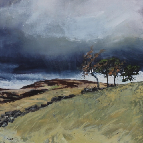 73 - CLAUDIA MASSIE (SCOTTISH CONTEMPORARY) UNTITLED LANDSCAPE, oil on canvas, signed, in a silver giltwo... 