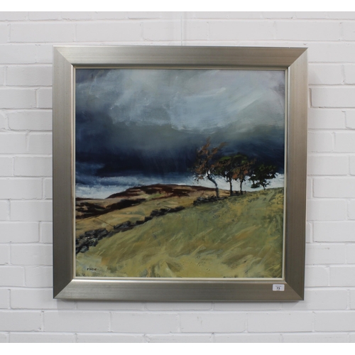 73 - CLAUDIA MASSIE (SCOTTISH CONTEMPORARY) UNTITLED LANDSCAPE, oil on canvas, signed, in a silver giltwo... 