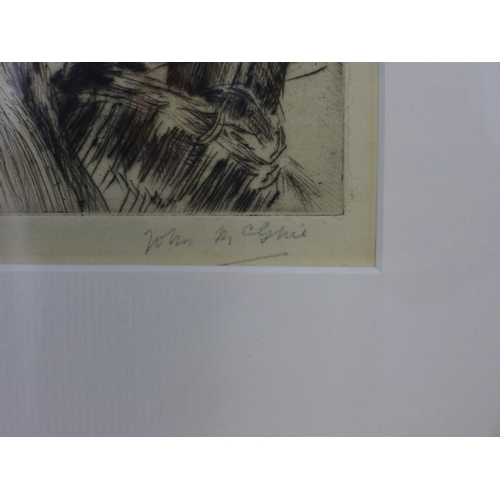 90 - JOHN MCGHIE (SCOTTISH 1867-1952) THE FISHER WIFE, drypoint etching, pencil signed, framed under glas... 