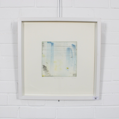 91 - CALUM MCCLURE (SCOTTISH CONTEMPORARY) PALE SHOWERS BLUE, etching with aquatint, signed bottom right,... 