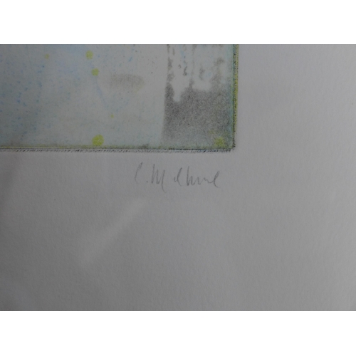 91 - CALUM MCCLURE (SCOTTISH CONTEMPORARY) PALE SHOWERS BLUE, etching with aquatint, signed bottom right,... 