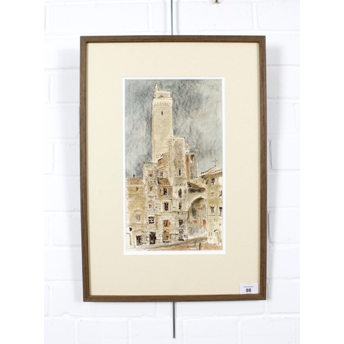 98 - FRANK WHITE (FRANCIS SIBBALD WHITE) TOWERS OF SAN GIMIGNANO, watercolour & ink, signed lower right a... 