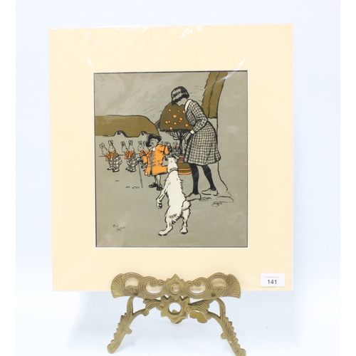 141 - CECIL ALDIN (BRITISH 1870-1935) GREAT ADVENTURE, coloured print, in a card mount but unframed, overa... 