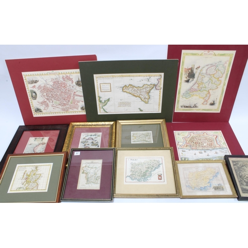 150 - Quantity of framed antique and later maps and prints to include Nouvelle Zemble, AM Mallet, together... 