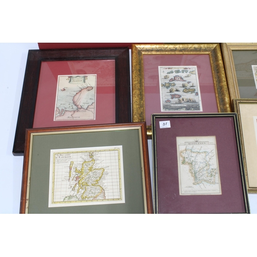 150 - Quantity of framed antique and later maps and prints to include Nouvelle Zemble, AM Mallet, together... 