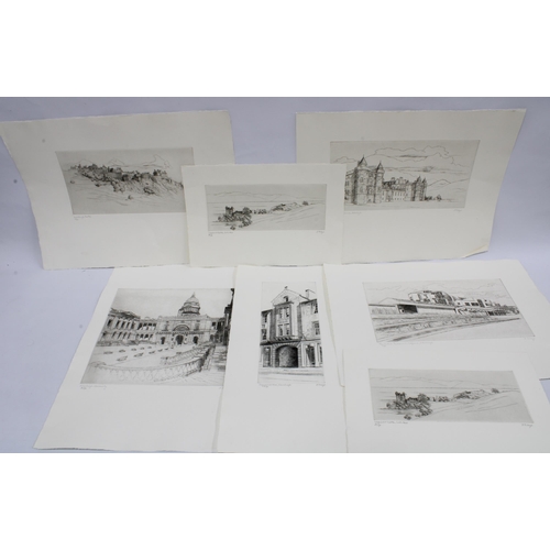 153 - Quantity of unframed etchings and engravings of Edinburgh by Freddie Theys, (a lot)