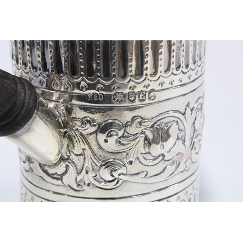 26 - Victorian silver shaving pot, London 1880, likely  Dutch Import,   hinged lid with figures and he cy... 