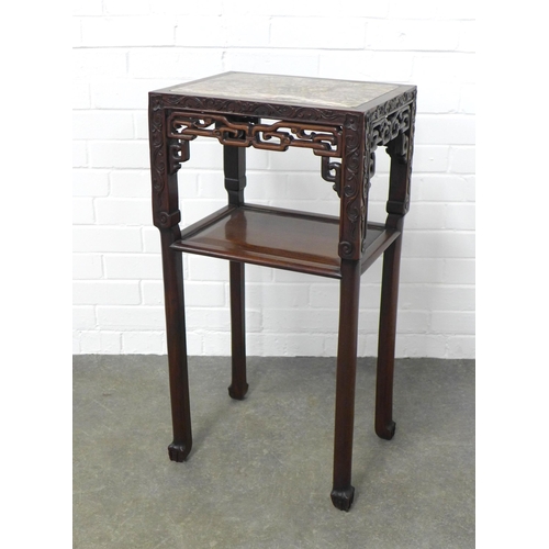 269 - Late Qing Dynasty marble inlaid & hardwood jardinière stand