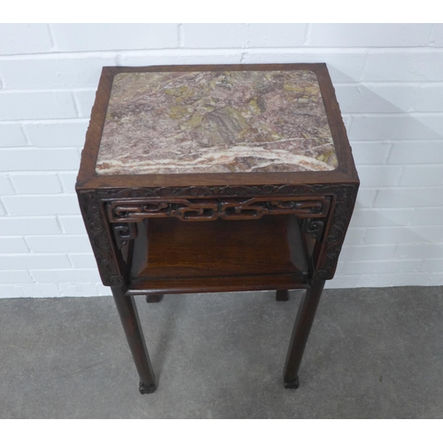 269 - Late Qing Dynasty marble inlaid & hardwood jardinière stand