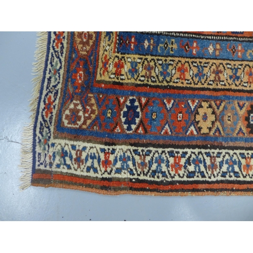 282 - Eastern rug, with striped field 220 x 114cm.