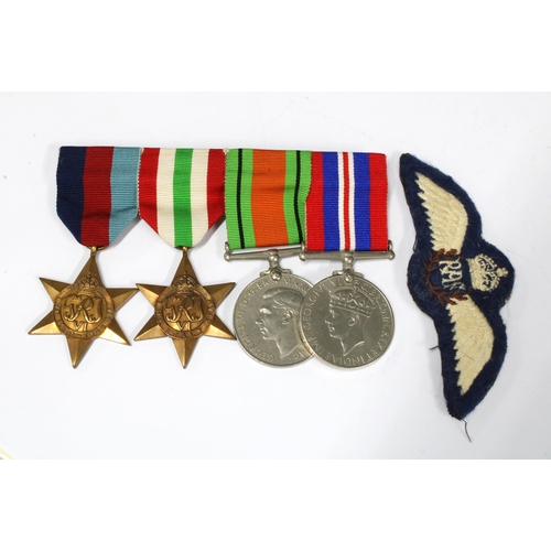 294 - WWII group of four medals together with RAF wings  (5)