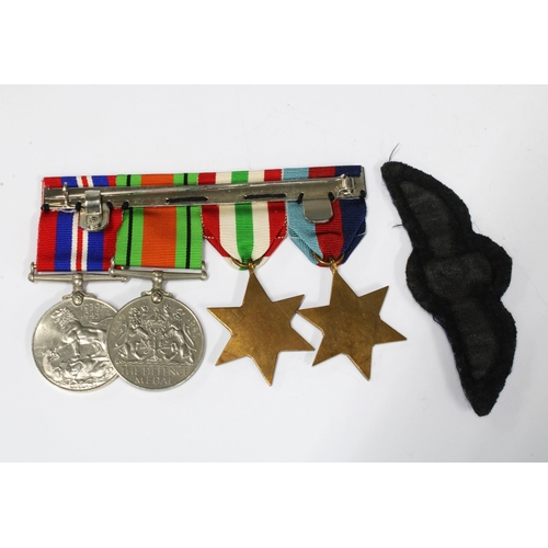 294 - WWII group of four medals together with RAF wings  (5)