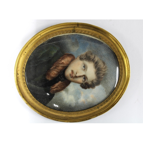 296 - Portrait miniature of a Gent, possibly of German descent, with fitted case, 8 x cm including gilt me... 