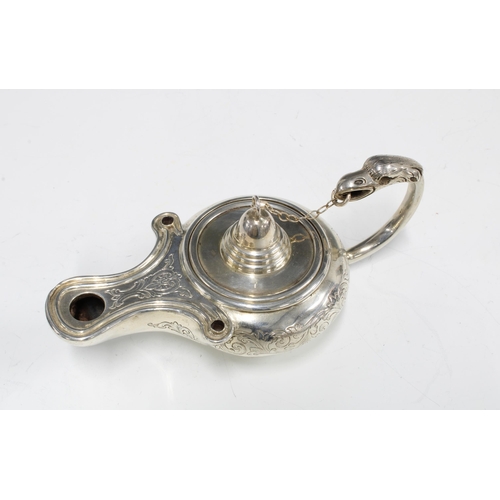 30 - Victorian silver inkwell in the form of an Aladdin's Lamp, James & Walter Marshall, Edinburgh 1868, ... 