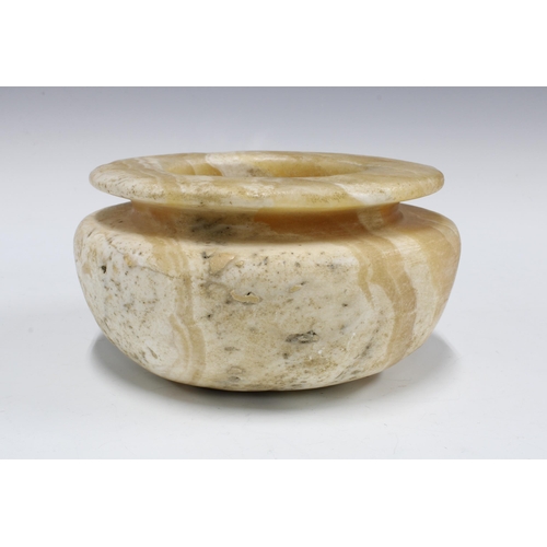 307 - Ancient Bactrian alabaster vessel, circa 2000BC, 20cm diameter