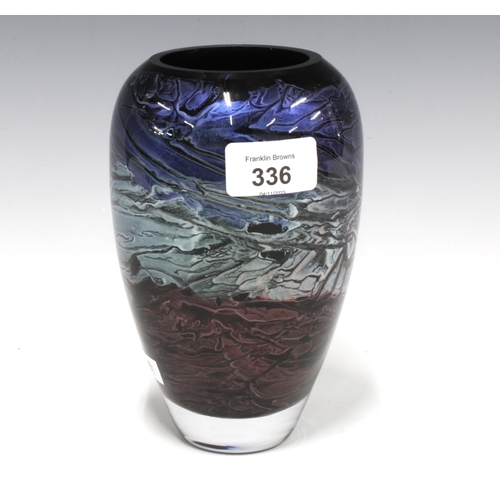 336 - Art glass vase, indistinct signature on base, 15cm high