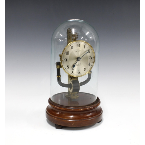 341 - Pinchin Johnson 800 Days mantle clock with glass dome and circular wooden base, overall height 27cm ... 