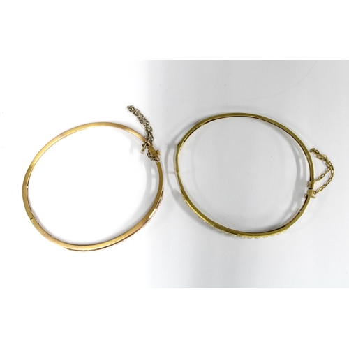 41 - Two late 19th / early 20th century unmarked yellow metal and seed pearl bracelets, contained within ... 