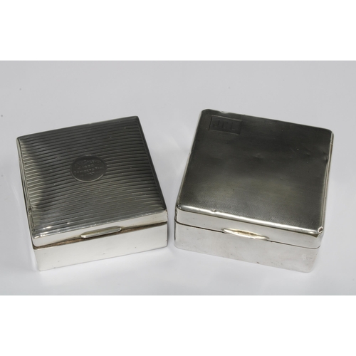58 - Two silver cigarette boxes, one with 1922 inscription and the other with Birmingham 1934 hallmarks, ... 