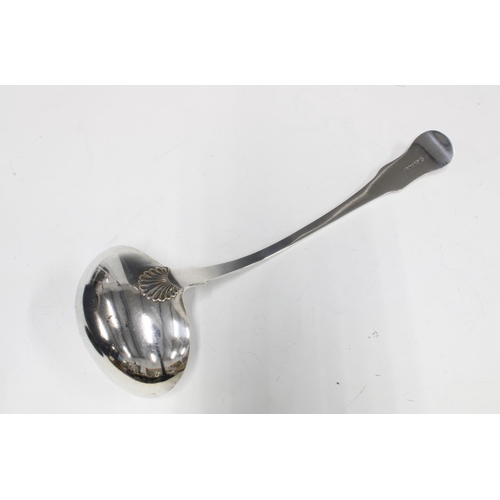 59 - William IV silver soup ladle, James Bell, Newcastle 1831, 32cm long