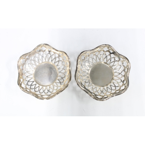 6 - George VI silver bonbon dishes with pierced sides, Birmingham 1938, 8.5cm diameter (2)