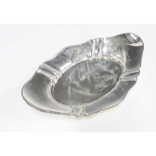 7 - George V silver dish, with frilled edge, Hukin & Heath, London 1912, 32.5cm long