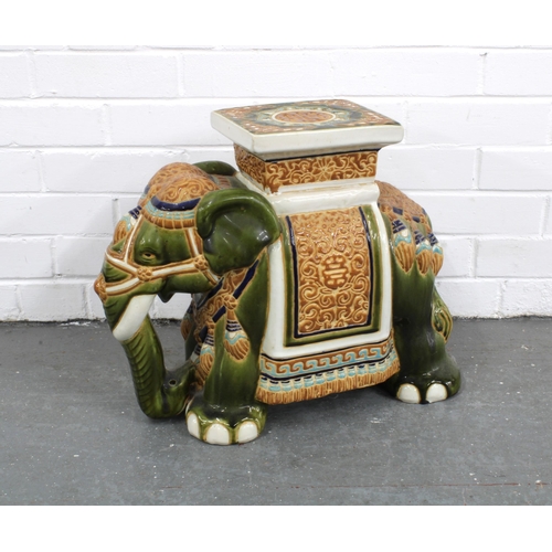 345 - Elephant pottery veranda stool, 41cm high