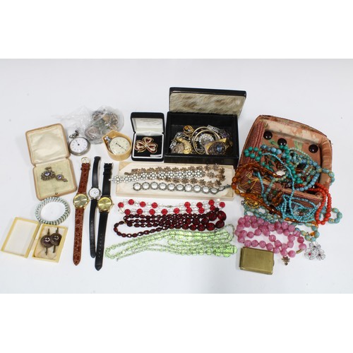 80A - Quantity of vintage and later costume jewellery together with a selection of wristwatches, etc  (a l... 