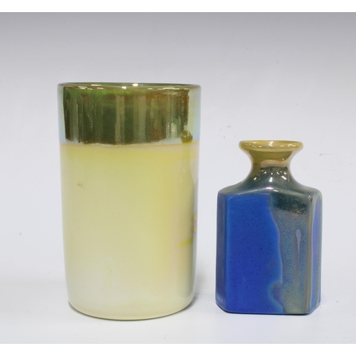 119 - MARGERY CLINTON (SCOTTISH, 1931-2005), two studio pottery lustre vases to include a small flask form... 