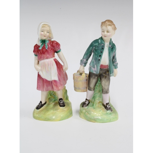 132 - Royal Doulton Jack & Jill figures HN2060 and HN2061, designed by Leslie Harradine, 14cm (2)