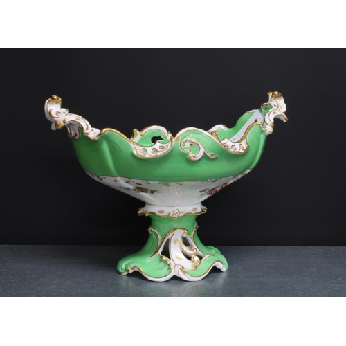 136 - 19th century dessert service, green and white ground with handpainted floral sprays to include a set... 