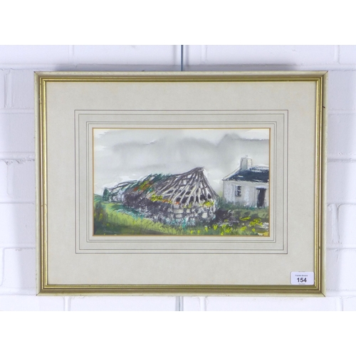 154 - JAMES MILLER, pastel on paper of a croft, signed and framed under glass, 29 x 18cm