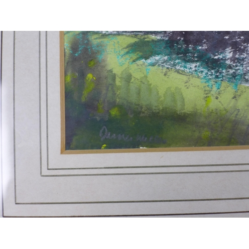 154 - JAMES MILLER, pastel on paper of a croft, signed and framed under glass, 29 x 18cm