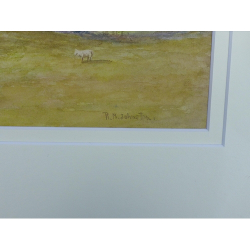 155 - R.B JOHNSTON, CRIAGMILLAR CASTLE, watercolour on paper, signed and framed under glass, 26 x 17cm