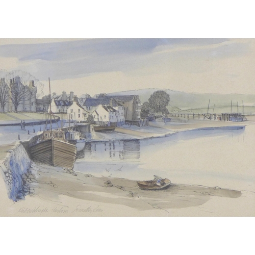 158 - DOROTHY BRUCE PAI (AMERICAN/SCOTTISH) KIRKCUDBRIGHT HARBOUR, watercolour, framed under glass, 40 x 2... 