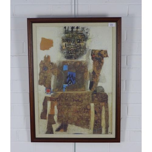 171 - Framed mid century print, under glass, 43 x 64cm