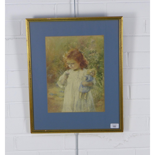 182 - ELIZA MARY BURGESS (BRITISH 1873-1961) untitled watercolour of a girl, signed and dated 1907, framed... 