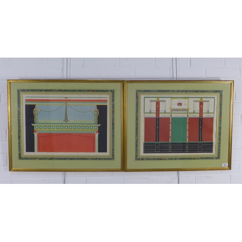 186 - A pair of German architectural coloured prints, framed under glass, 48 x 37cm (2)