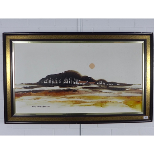 187 - RICHARD AKERMAN (1942-2005) UNTITLED oil on canvas, signed and framed, 100 x 55cm