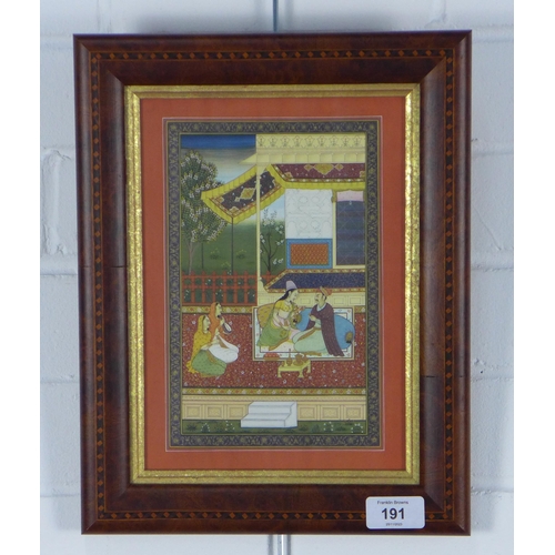 191 - AJAY KUMAR GARG, A KING AND A QUEEN, gouache, framed under glass with an Open Eye Gallery label vers... 