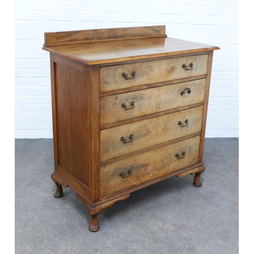 209 - Early 20th century chest with four graduating long drawers, on short cabriole legs, 92 x 102 x 44cm.